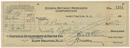 Lot #168 Thomas Edison Check - Image 1
