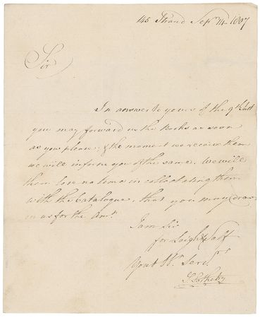 Lot #158 Samuel Sotheby Handwritten Letter Signed - Image 2
