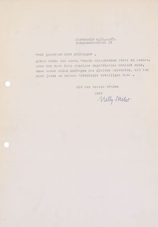 Lot #712 Nelly Sachs Typed Letter Signed - Image 1