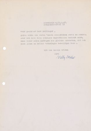 Lot #712 Nelly Sachs Typed Letter Signed - Image 2
