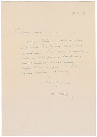 Lot #715 Jaroslav Seifert Handwritten Letter Signed - Image 1