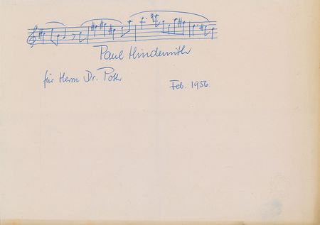 Lot #765 Paul Hindemith Signed Musical Quote - Image 1