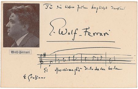 Lot #785 Ermanno Wolf-Ferrari Signed Musical Quote - Image 2