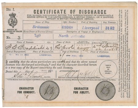 Lot #254 Edward J. Smith: As master of the Britannic, the Titanic?s captain discharges a second mate - Image 1