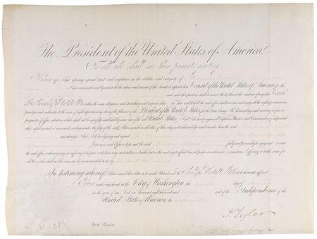 Lot #13 John Tyler Signed Document