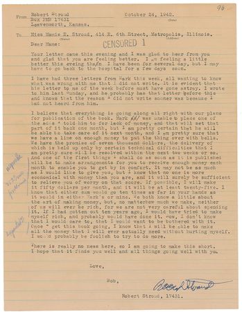 Lot #351 Robert Stroud Typed Letters Signed - Image 2