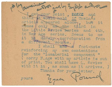 Lot #658 Ezra Pound Typed Letter Signed - Image 1