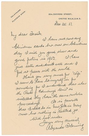 Lot #173 Alexander Fleming: ?I have just eaten and drunk well and I feel at peace with the world? - Image 1