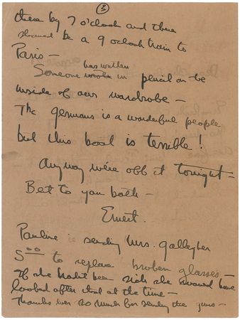 Lot #645 Ernest Hemingway: ?The Tuna have left Vigo,? as ?Pappa? boats along the Spanish coast: ?They migrate like Kingfish?How big are your Tarpan now?? - Image 3