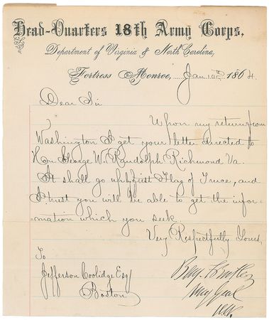 Lot #409 Benjamin Butler Signed Letter - Image 2