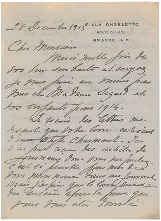 Lot #542 Mary Cassatt: “It is so painful for me to see my name in print in a newspaper” - Image 1