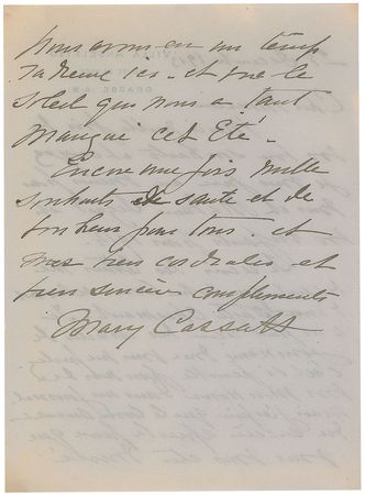 Lot #542 Mary Cassatt: “It is so painful for me to see my name in print in a newspaper” - Image 2