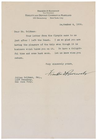 Lot #86 Franklin D. Roosevelt Typed Letter Signed - Image 1
