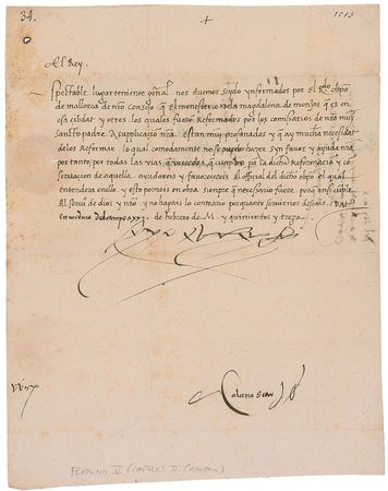 Lot #235 King Ferdinand V: ?The Convent of Nuns of La Magdalena,? writes Ferdinand, ?are highly debauched and in great need of reformation? - Image 1