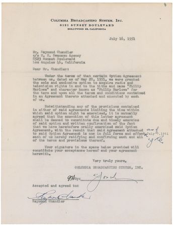 Lot #629 Raymond Chandler Signed Document - Image 2