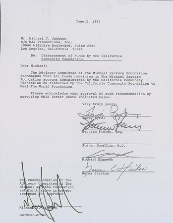 Lot #804 Michael Jackson Signed Document - Image 1