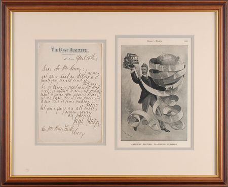 Lot #155 Joseph Pulitzer: Scarce correspondence between important newsmen - Image 1