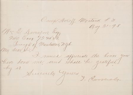 Lot #34 Theodore Roosevelt: Following the Battle of San Juan Hill, the national hero receives a thoughtful poem - Image 2