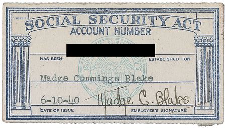 Lot #863 Madge Blake Social Security Card - Image 1