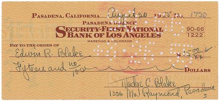 Lot #864 Madge Blake Check - Image 2