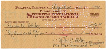 Lot #864 Madge Blake Check - Image 1