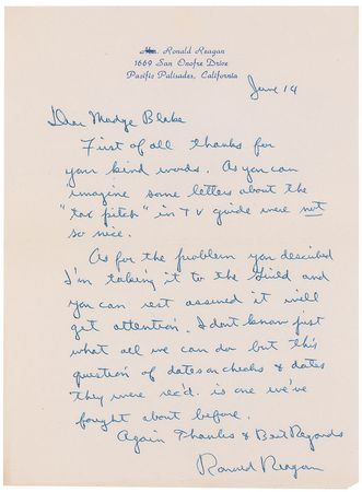 Lot #68 Ronald Reagan Handwritten Letter Signed - Image 1