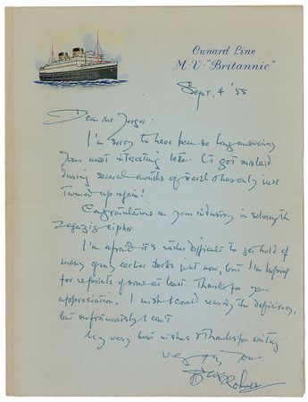 Lot #711 Sax Rohmer Handwritten Letter Signed - Image 2