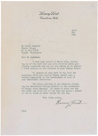 Lot #176 Henry Ford Typed Letter Signed - Image 1