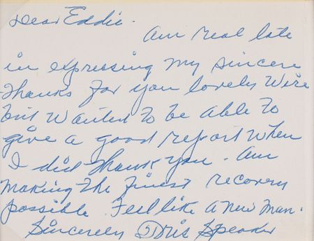 Lot #986 Tris Speaker Handwritten Letter Signed - Image 1