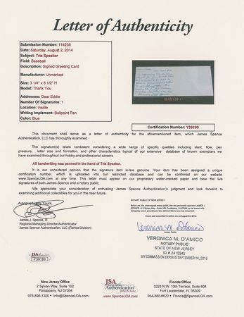 Lot #986 Tris Speaker Handwritten Letter Signed - Image 3