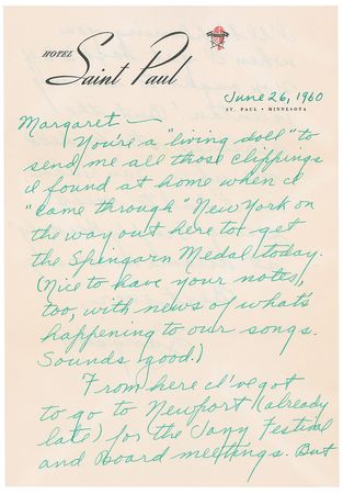Lot #696 Langston Hughes: ?I?ve got to go to Newport (already late) for the Jazz Festival? - Image 1