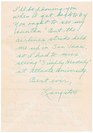 Lot #696 Langston Hughes: ?I?ve got to go to Newport (already late) for the Jazz Festival? - Image 2