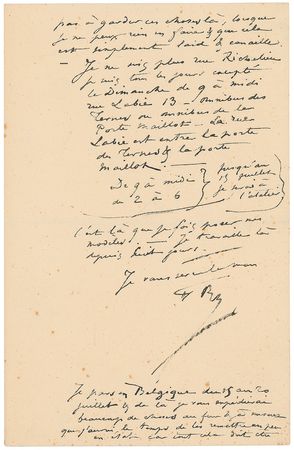 Lot #568 Felicien Rops Handwritten Letter Signed - Image 2