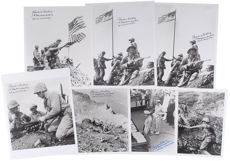 Lot #428 Iwo Jima: Charles W. Lindberg Signed Photograph - Image 1