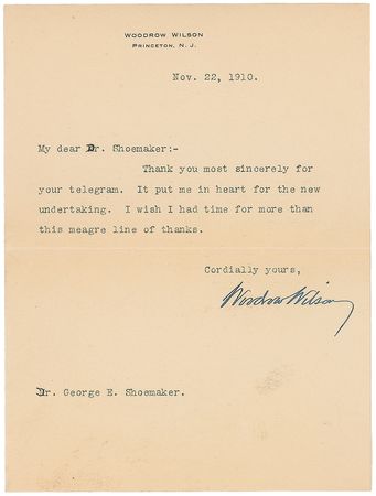 Lot #81 Woodrow Wilson Typed Letter Signed - Image 1