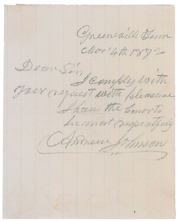 Lot #23 Andrew Johnson Signed Note - Image 2