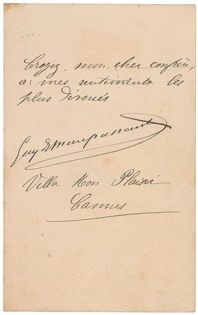 Lot #654 Guy de Maupassant Handwritten Letter Signed - Image 3