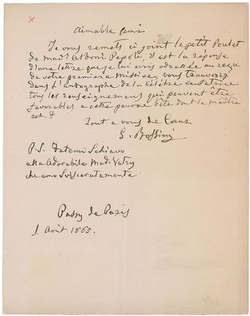 Lot #740 Gioacchino Rossini Handwritten Letter Signed - Image 1