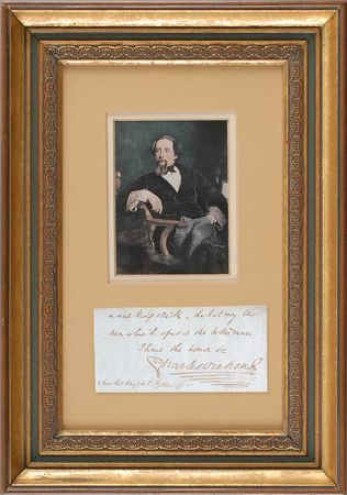 Lot #632. Charles Dickens Signed Note