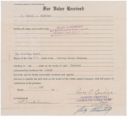 Lot #584 Pierre C. Cartier Signed Document - Image 2