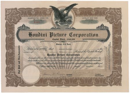 Lot #887 Harry Houdini: The Houdini Picture Corporation - Image 1