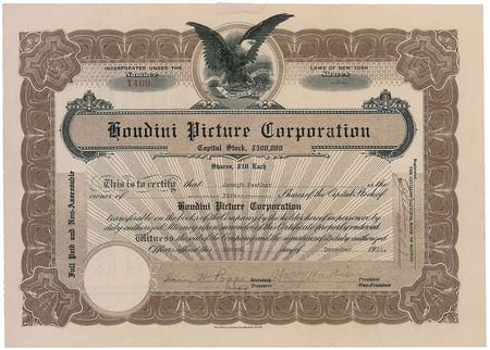 Lot #887 Harry Houdini: The Houdini Picture Corporation - Image 2