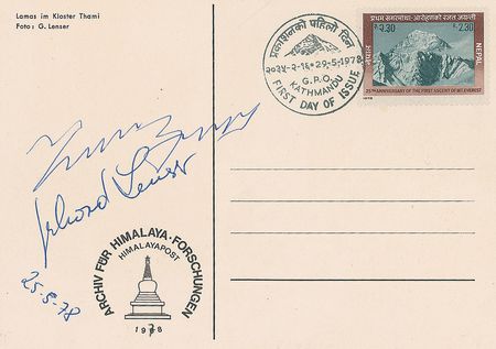 Lot #331 Tenzing Norgay Postcard - Image 1