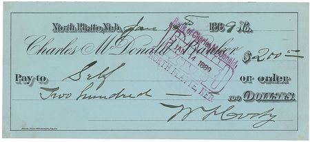 Lot #142 William F. ‘Buffalo Bill’ Cody: Scarce and sought-after early check by the Wild West showman - Image 2
