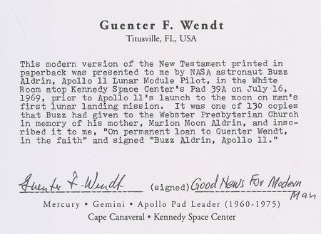 Lot #5045 Guenter Wendt?s Book Presented by Aldrin at Apollo 11 Launch - Image 4