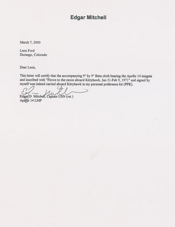 Lot #5074 Edgar Mitchell?s Apollo 14 Flown Beta Cloth - Image 5