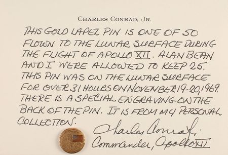 Lot #5057 Charles Conrad?s Apollo 12 Lunar Surface Flown Lapel Pin - Image 1