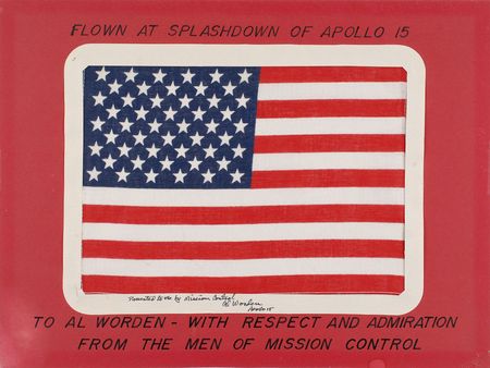Lot #5082 Al Worden?s Apollo 15 Splashdown Flown Oversized Flag - Image 1