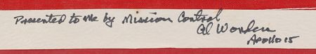 Lot #5082 Al Worden?s Apollo 15 Splashdown Flown Oversized Flag - Image 2