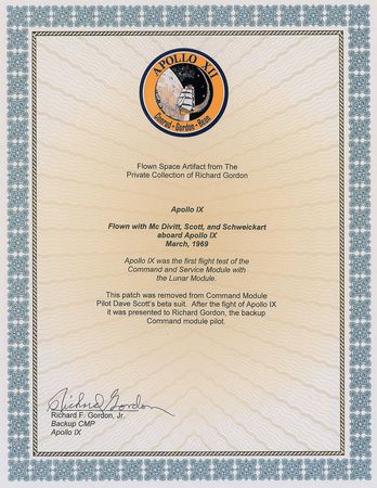 Lot #5037 Dave Scott?s Apollo 9 Flown Mission Patch - Image 2